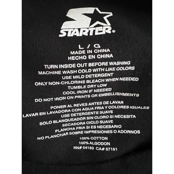 Starter Las Vegas Raiders NFL Football Black Silver Big Logo Spell Out T-Shirt L - Picture 6 of 6